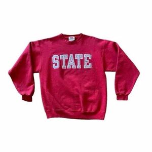 Vintage 90s Team Edition Red STATE Collegiate Sweatshirt - Size L